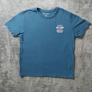 Nautica Shirt Mens Size Medium Short Sleeve Blue Casual 83 Sailing Crew